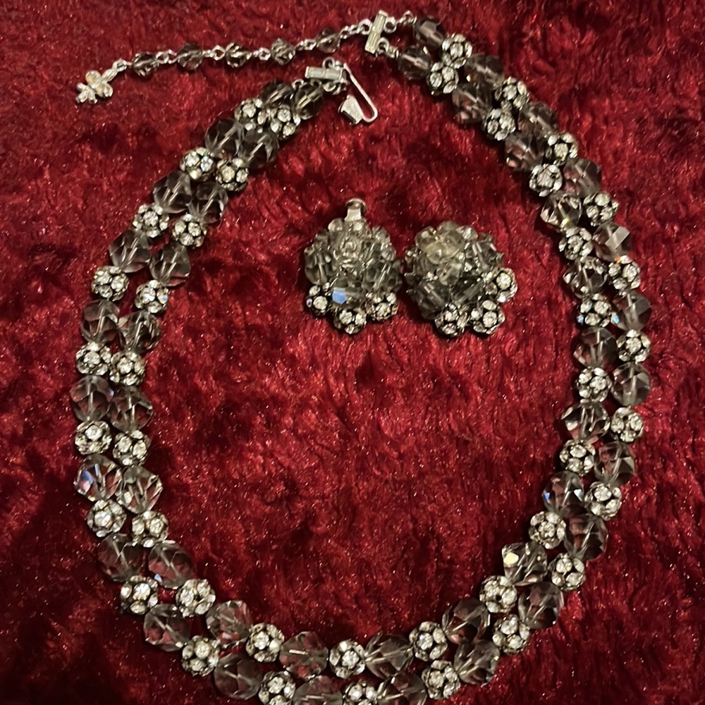 Vintage VENDOME Double Strand Adjustable Choker With Clip On Earrings